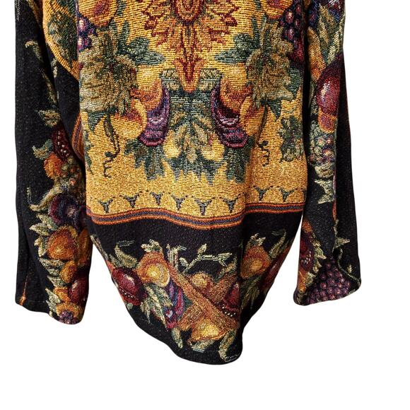 Sugar Street Weavers Gold Black Multi Fruit Woven Tapestry Jacket Floral Sz M - Picture 11 of 13